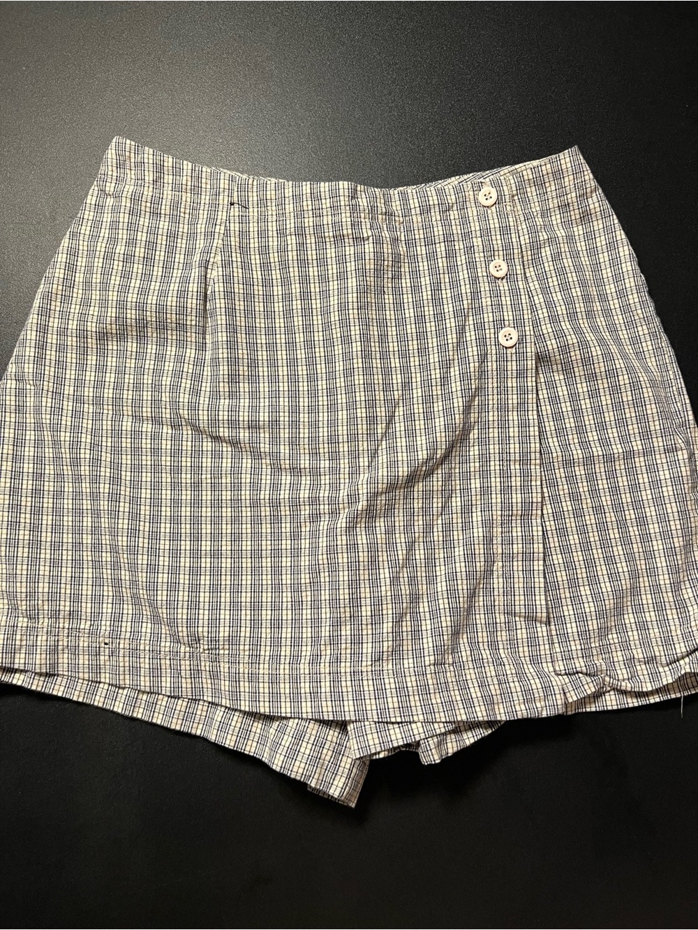 Vintage Plaid Button-Accent Women's Skort in Blue and White size 14